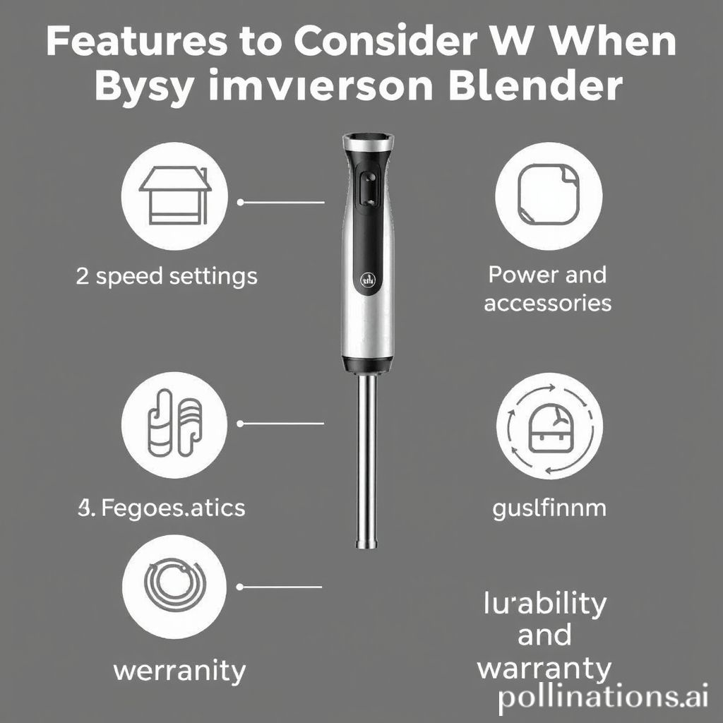 Features to Consider When Buying an Immersion Blender 1. Power and speed settings 2. Attachments and accessories 3. Ergonomics and comfort 4